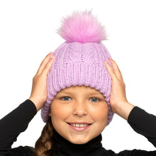Load image into Gallery viewer, Girls Chunky Knit Bobble Hat - Assorted Colours/Sizes