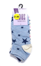 Load image into Gallery viewer, Ladies Trainer Socks - Assorted Designs (Stars) - 3prs