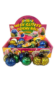 3-in-1 Mesh Glitter Squishy Balls in Display Box