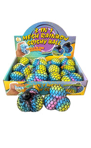 3-in-1 Mesh Rainbow Squishy Balls in Display Box