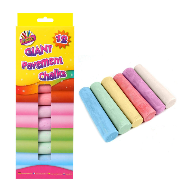 Giant Pavement Chalks - Assorted Colours - 12pcs