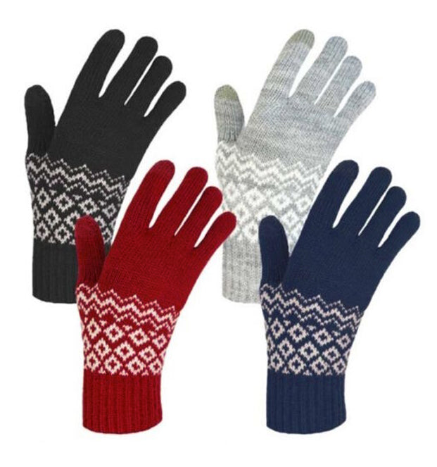 Ladies Patterned Thermal Touchscreen Gloves (One Size) - Assorted Colours