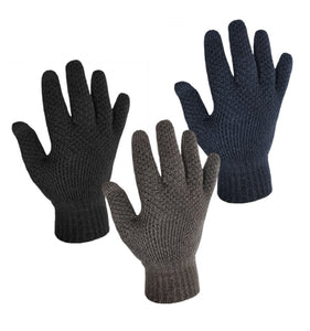 Mens Tuck Knit Thermal Touchscreen Gloves (One Size) - Assorted Colours