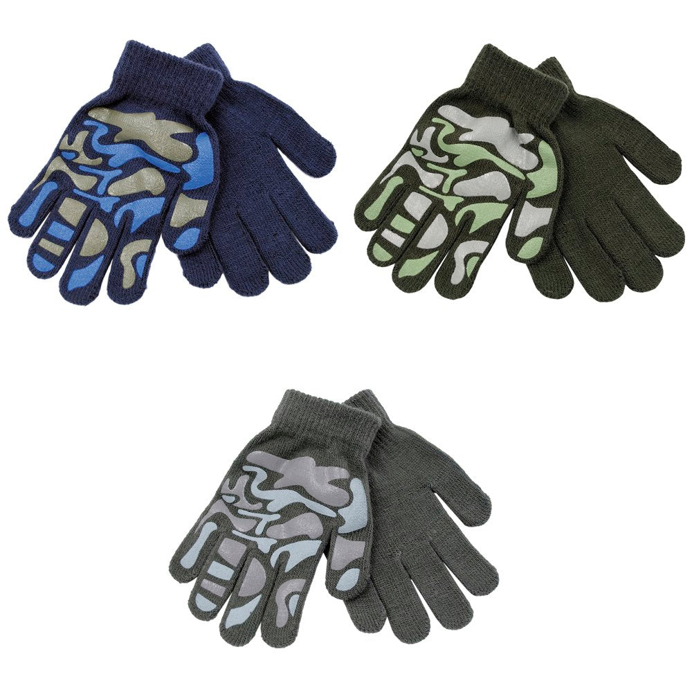 Boys Thermal Magic Camouflage Gripper Gloves (One Size) - Assorted Colours
