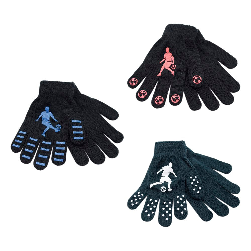 Boys Thermal Magic Gloves w/Football Design (One Size) - Assorted Colours/Designs