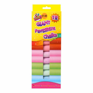 Giant Pavement Chalks - Assorted Colours - 12pcs