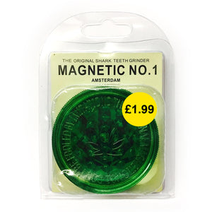 Green Magnetic No.1 Shark Teeth Grinders by Grass Leaf UK Wholesale Smoking Accessories