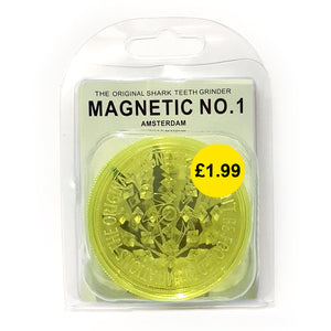 Yellow Magnetic No.1 Shark Teeth Grinders by Grass Leaf UK Wholesale Smoking Accessories