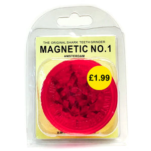 Red Magnetic No.1 Shark Teeth Grinders by Grass Leaf UK Wholesale Smoking Accessories