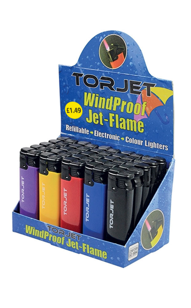 Torjet Windproof Jet-Flame Lighters in Display Box UK Wholesale Smoking Accessories