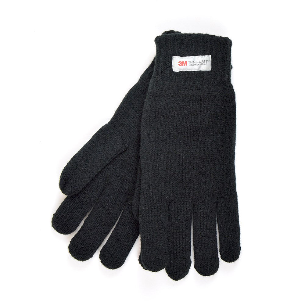 Mens Thinsulate Knitted Gloves - Black