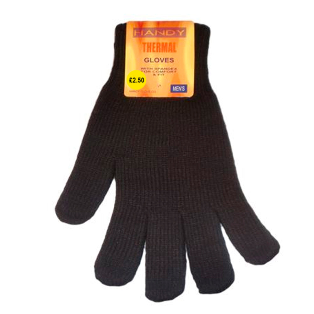 Mens Thermal Stretch Gloves with Spandex (One Size) - Black