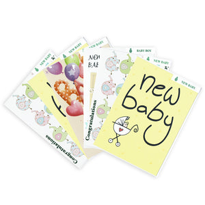 Pack of 12 New Baby Cards in Assorted Designs UK Wholesale Greetings Cards