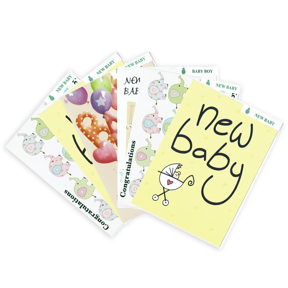 Pack of 12 New Baby Cards in Assorted Designs UK Wholesale Greetings Cards