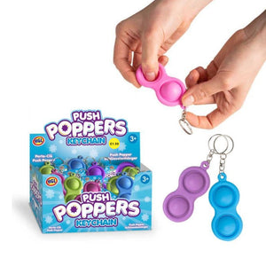 Push Poppers Keychain in Display Box - Assorted Colours