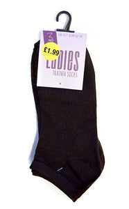 Ladies Trainer Socks Black UK Wholesale Hosiery