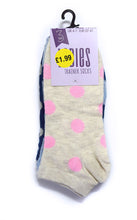 Load image into Gallery viewer, Ladies Trainer Socks - Assorted Designs (Spots/Hearts) - 3prs
