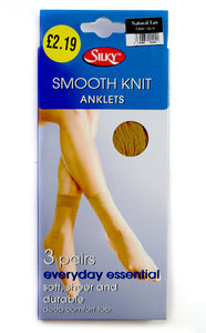 Smooth Knit Anklets by Silky in Natural Tan UK Wholesale Hosiery