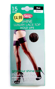 Lace Top Hold Ups by Silky in Black UK Wholesale Hosiery