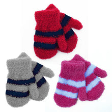Load image into Gallery viewer, Babies Soft Touch Striped Magic Mittens (One Size) - Assorted Colours
